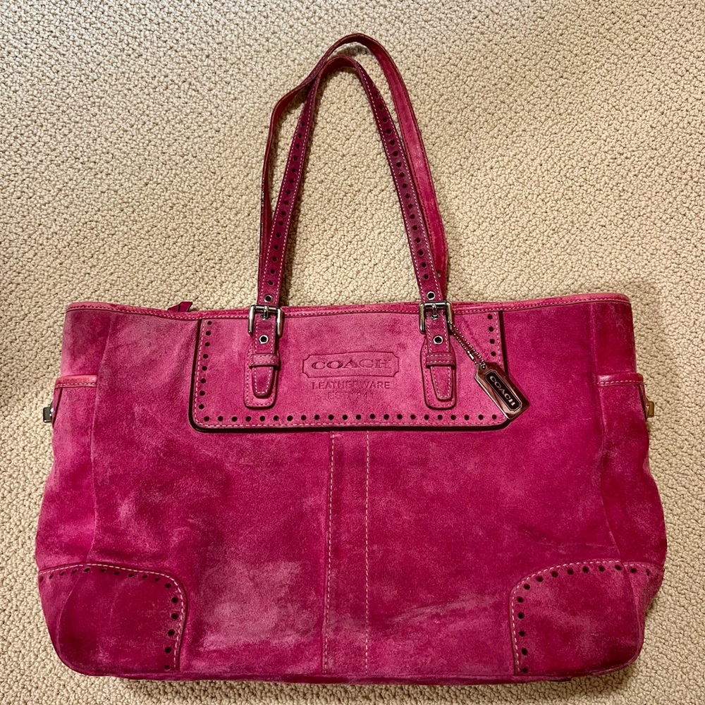 Coach Pink Suede Tote Bag